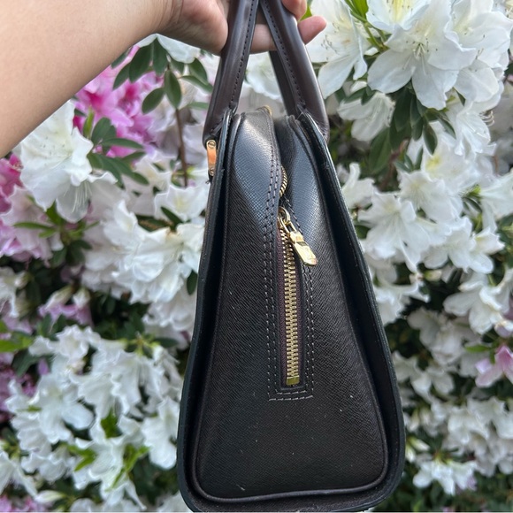 Brown Checkered Fancy Square Purse Red Interior - Picture 4 of 11